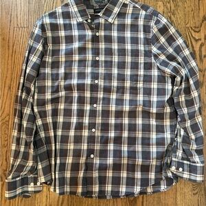 Men's Plaid Shirt - Brown and White
